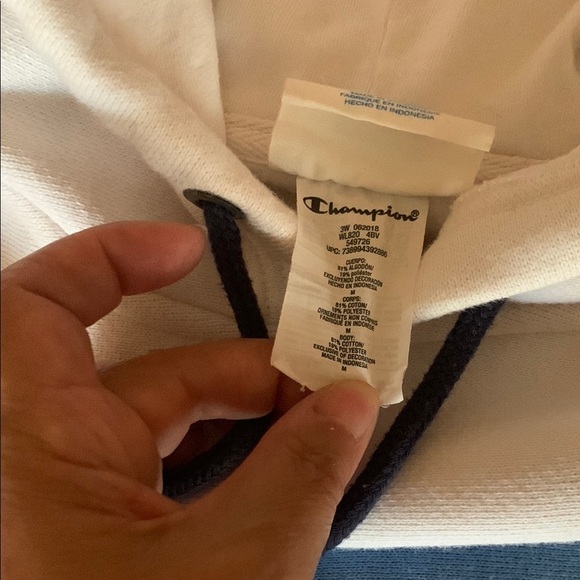 Gently Loved Champion Red and Blue Hoodie Crop Top #90’s Wear - Picture 6 of 14